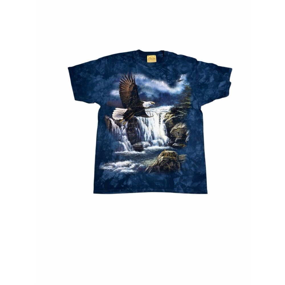 Vintage Y2K The Mountain Shirt Sz L Large Bald Eagle Waterfall Tie Dye 00s Natur